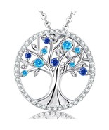 Sterling Silver Tree Of Life March Birthstone Pendant Necklace Jewelry F... - £93.49 GBP