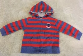 Just One You Boys Red Blue Striped Captain Adorable Boat Anchor Hoodie 9 Months - £4.72 GBP