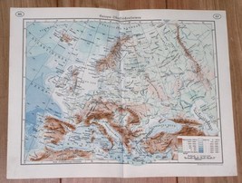 1937 Vintage Physical Map Of Europe Germany Poland France Italy Great Britain - £13.44 GBP