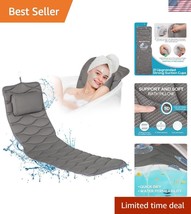 All-In-One Bath Pillow with Suction Cups &amp; Mesh Bag - Spa-Ready Gray Cus... - $41.50