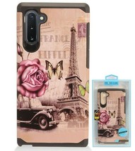 For Samsung Galaxy Note 10 - Hard Hybrid Armor Case Paris Eiffel Tower Flowers - £15.27 GBP