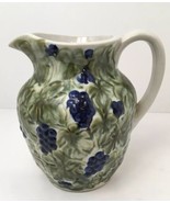 Vintage John B Taylor Ceramics Water Pitcher Signed Grapes Leaves 1950s USA - $32.52