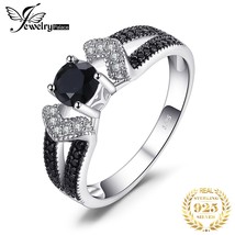Natural Black Spinel 925 Sterling Silver Engagement Wedding Band Ring for Women  - £22.90 GBP
