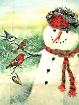 Fabric panel Giordano &quot;Winter Forest Friends&quot; Cute Snowman Woodland Animal $9.95 - £7.99 GBP