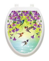 Toilet Tattoos Hummingbird Cove  Lid Cover  Decor Silver Reusable Vinyl ... - £19.03 GBP