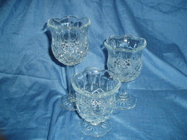 Home Interiors &amp; Gifts 3 Piece Stemmed Glass Candle Holder Trio 1122-BD ... - $14.00