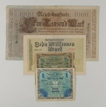 1910-1944 Germany 4-Notes Currency Set Weimar Empire Allied Military - £39.56 GBP