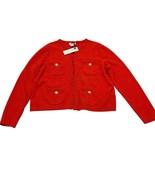 Rachel Zoe Sweater Blazer XL Orange Braided Trim Button Front Cardigan C... - $729.27 MXN