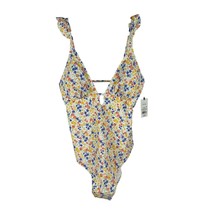 Shade &amp; Shore Womens Floral Print One-Piece Swimsuit Ruffled Straps Size L - $18.50
