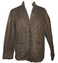 Coldwater Creek Womens Jacket 6 Petite Iridescent Metallic Brown Cotton ... - £9.27 GBP
