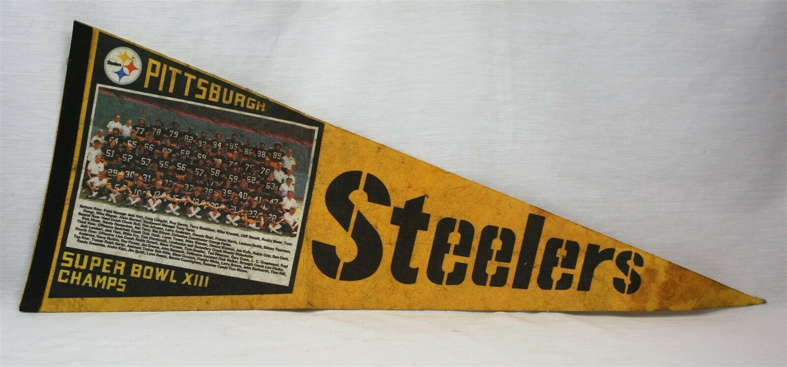  VINTAGE Pittsburgh Steelers Super Bowl XIII Team Photo Pennant - £77.57 GBP