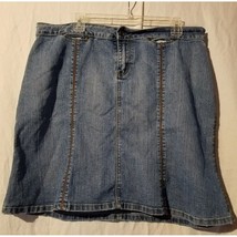 No Boundaries Jean Denim Skirt Size 13 Juniors Zigzag Stitching - $14.61