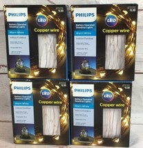 4 Philips Christmas LED Dewdrop Lights Warm White Copper Wire - $19.79