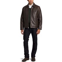 Perry Ellis Men&#39;s Zip Front Big N Tall Leather Jacket - £138.39 GBP