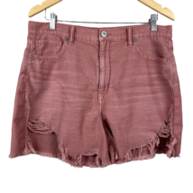 American Eagle Shorts 14 Pink Mauve Raw Chewed Frayed Hem Highest Rise Mom Women - £15.65 GBP