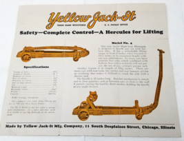 Yellow Jack It Truck Jack Sales Brochure 1940 Model 1 2 Foldout Illustra... - $18.95