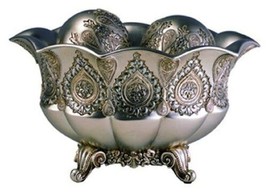 Traditional Royal Decorative Polyresin Bowl Metallic Silver/Gold ORE K-4199B - £52.86 GBP