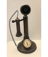 Antique unique Candlestick phone pre 1940 with working clock decoration ... - $2,460.51 MXN