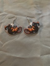Halloween Cat Pumpkin Earrings - £7.95 GBP