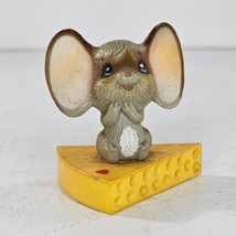 Vintage Enesco Shy Mouse Sitting On Cheese Figurine 1980 - $11.29