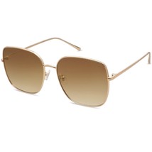 SOJOS Trendy Oversized Square Metal Frame Sunglasses for Women Men Retro Big Fla - £28.67 GBP