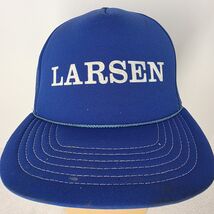 Vintage LARSEN Blue Trucker Hat Snap Back Baseball Cap Rope - $16.71 CAD