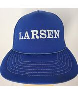 Vintage LARSEN Blue Trucker Hat Snap Back Baseball Cap Rope - $16.71 CAD