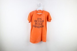 Vtg 70s Streetwear Womens Medium Thrashed Spell Out Bahamas T-Shirt Orange USA - £24.88 GBP