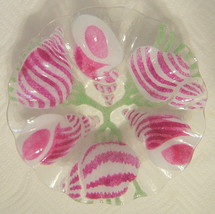 Pink Seashell &amp; Coral Plate or Bowl Glass Ruffled Edge - $19.99