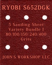 RYOBI S652DGK - 80/100/150/240/400 Grits - 5 Sandpaper Variety Bundle I - $4.99