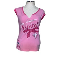 NFL New Orleans Saints Louisiana Breast Cancer Pink BCA Split Shirt Large New - £22.04 GBP