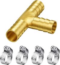 3/8" Brass Hose Barb 3-Way T Fitting Fuel Line Hose Repair Connector - $7.91