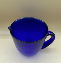 Threaded Glass Textured Cobalt Blue Glass Pitcher 6.5” Tall 6” Wide - £24.86 GBP