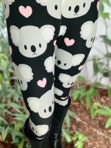 NEW Womens Exclusive Koala Bear Heart Leggings OS/TC Soft as Lularoe - $24.00
