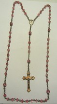 Vintage pink glass beads / pink cross rosary  - $37.95