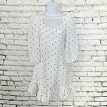 Zara Basic Dress Womens XS White Polka Dot 3/4 Sleeve Puff Ruffle Mini Bow - $24.98