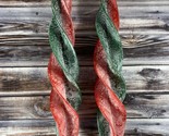 Red &amp; Green Spiral Twist Ribbon 12&quot; Taper Candles - New - Unlit - $19.34