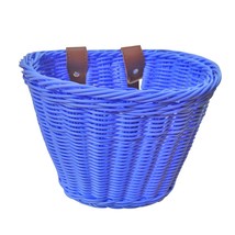Bicycle Bucket Electric Car Front Rattan Basket Wicker Food Basket with Handle C - £110.96 GBP