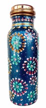 Pure Copper Hand Painted Bottle for Water Storage Capacity 500 ml Color Art Work - £29.45 GBP