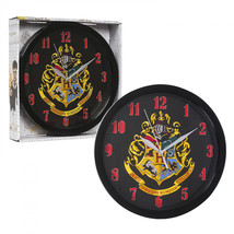 Harry Potter Hogwarts Crest 10 Inch Wall Clock Black - £21.44 GBP