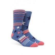 MEN&#39;S GUYS &quot;NEW&quot; STRIPES AND STARS USA 4TH OF JULY CREW SOCKS NEW $12 MU... - $9.99