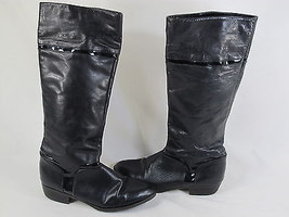 Andrew Black Leather Lined Pull-on Winter Boots Size 7.5 AA US Vintage E... - £17.82 GBP