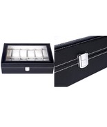 Watch Box Leather Display Case Organizer Top Glass Jewelry Storage 12 Sl... - £31.24 GBP