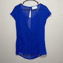 TAVI BLOUSE TOP SHEER BLUE NEW SZ S - $23.17 CAD