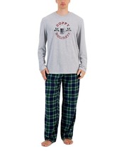 Club Room Men&#39;s Holiday Plaid Fleece Pajama Top &amp; Pants Set Green Multi-XL - £20.54 GBP