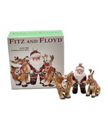 Fitz and Floyd Santa&#39;s Flight Tumbling Santa &amp; Deers Figurines In Origin... - $39.95
