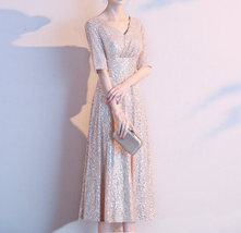 Pink Maxi Sequin Dress Gown Women Custom Plus Size Sequin Maxi Dress image 2