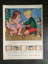 Vintage 1950 Johnson &amp; Johnson Little Boy &amp; Girl Full Page Original Ad 1221 - £5.22 GBP