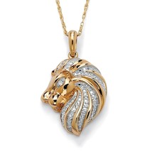 Lion 18K Gold Over Sterling Silver Diamond Accent Pendant Charm Chain Necklace - £223.76 GBP