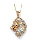 LION 18K GOLD OVER STERLING SILVER DIAMOND ACCENT  PENDANT CHARM CHAIN N... - £221.88 GBP
